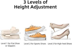 <b>Shoe</b> Slots Organizer Adjustable <b>Shoe</b> Rack with Three Levelss <b>Shoe</b> Stackers - Product Image 2