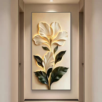 Peinture décorative moderne de luxe léger pour couloir, avec cadre doré, design abstrait, art mural pour la maison