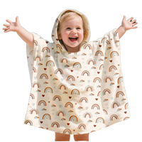 Peignoir pour enfants en microfibre imprimé dessin animé carré absorbant Kid Beach Hooded Towel Printed Technique