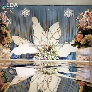 LEDA Wedding Stage White Feather <b>Backdrop</b> Creativity Arch Metal Feather Petal <b>Backdrop</b> <b>Stand</b> for Events - Product Image 1