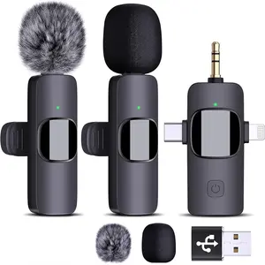 2024 nouveau microphone de collier 3-en-1 microphone radio Android 3.5 caméra vidéo réduction de bruit transfrontalière K15 micro en direct sans fil