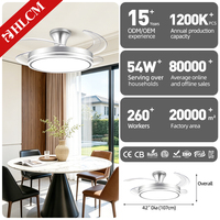 Ventilateur de plafond en nickel brossé avec éclairage LED, moteur DC, IRC 84.9, 2000 lumens, 3 températures de couleur, 6 vitesses, télécommande/contrôle mural, design moderne