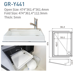 Lavello Pieghevole di Lusso RVS in Acrilico con Rubinetto e Specchio <span class=keywords><strong>per</strong></span> <span class=keywords><strong>Bagno</strong></span> di Caravan, <span class=keywords><strong>Camper</strong></span> e Roulotte <span class=keywords><strong>per</strong></span> Uso Automobilistico Y441 - Product Image 5