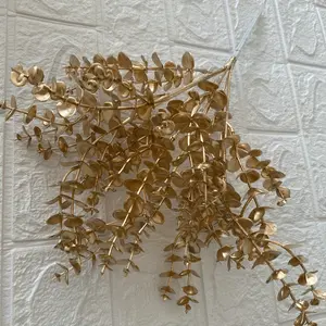 New Arrival Christmas Plastic Eucalyptus Palm Artificial Golden Leaves For Decoration