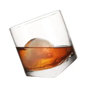 wholesale 10oz Handmade High Quality Bar Tasting Tilted Tumbler Whiskey Drinking Glass For bar