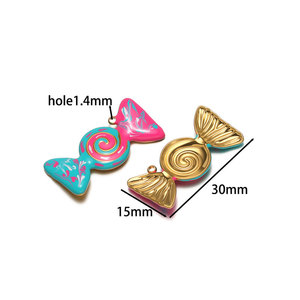 Custom Bulk Non Tarnish 14k 18k Gold Plated 316L Stainless Steel Pendant Candy Charms for Necklace <b>Bracelet</b> Jewelry Making - Product Image 6