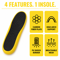 Semelles intérieures confortables en fibre de carbone PU avec soutien de la voûte plantaire, antidérapantes, désodorisantes, absorbant les chocs, écologiques, durables, pour le sport