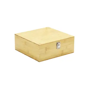 Kotak kemasan kayu kustom pabrik kotak hadiah kayu Solid kotak kayu bambu persegi panjang dengan Logo cetak