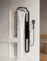 Système de Douche Mural Multifonction en Laiton et Cuivre Noir, Effet Cascade et Pluie, Tendance TikTok 2023