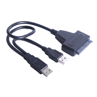 USB2.0 ke SATA 7 + 15Pin adaptor kualitas tinggi 2.5 inci Hard Disk Drive HDD SSD antarmuka kabel Data untuk komputer Desktop