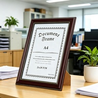 Cadre pour certificat en bois MDF A4 avec bordure dorée, cadre vintage pour diplôme, licence, récompense, décoration murale et de table, cadres photo