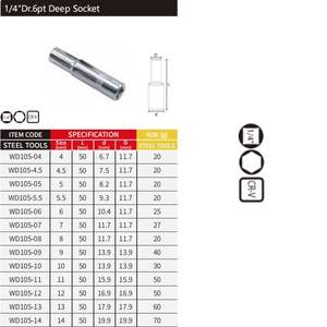 WEDO Acero al cromo vanadio 1/4 "<span class=keywords><strong>Dr</strong></span>.6pt Deep Socket - Product Image 3