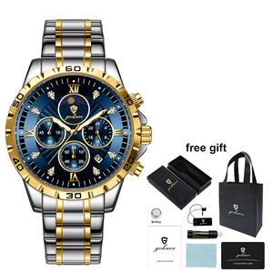 Gohuos 9809 Orologi al Quarzo Classici di Lusso in Acciaio Inossidabile per Uomo, Reloj Montre Impermeabile con Lancette Luminose - Product Image 2