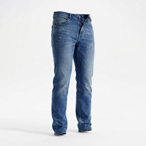 بنطلون جينز رجالي مستقيم الساق موضة 2026 بغسيل أزرق عتيق، سروال دنيم مخصص عالي الجودة مرن وعملي للرجال بالجملة - Product Image 1