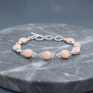 Handmade Gold Plated Natural Pink Opal 925 Sterling <b>Silver</b> Gemstone <b>Bracelet</b> for Women at Factory Price - Product Image 3