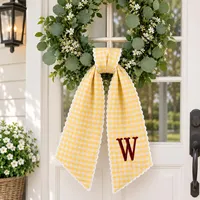 Couronne brodée personnalisée, Nœud de porte de mariage personnalisé avec monogramme, Cadeau de fête prénuptiale, Décoration initiale pour porte