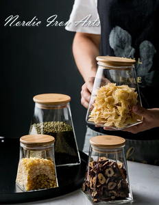 350/500/750/950ML Bán Buôn Quảng Trường <span class=keywords><strong>Shape</strong></span> Thực Phẩm Lưu Trữ Tre Nắp BOROSILICATE Glass <span class=keywords><strong>Jar</strong></span> - Product Image 2