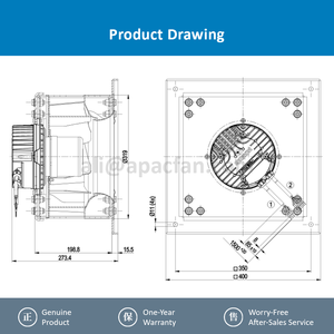 Ventilateur à vitesse variable ebmpapst K3G280-BD14-N2 pour convertisseur de métro, ventilateur de rénovation à économie d'énergie EC - Product Image 4