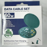 Kit d'adaptateur de voyage multifonctionnel 60W 3A, 6 en 1, avec câble de charge et de données USB Type C Micro pour téléphone portable, vente chaude