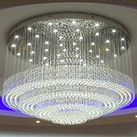Lobby d'hôtel de luxe personnalisé grand projet cristal K9 Led lustre lumière