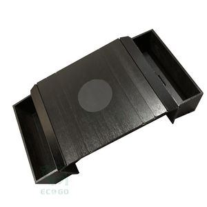 Table d'appoint pliable moderne en bambou laqué noir pour canapé, design antidérapant pour collations et boissons - Product Image 2