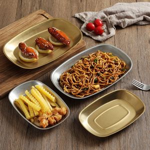 Stainless Steel Oval Plate Gold Silver Color <b>Microwave</b> Safe Dinner Plate Serving Tray For Food Presentation - Product Image 1