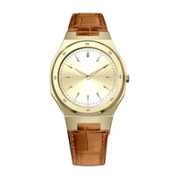 Montre moderne pour femme avec étiquette privée personnalisée, boîtier en acier inoxydable plaqué or, style intemporel