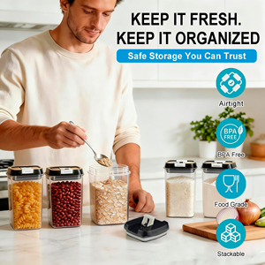 12 Pcs Set ABS Clear <b>Plastic</b> Bpa-Free High Quality Food Boxes <b>Bins</b> with Sealed Cover Airtight Food Storage Containers - Product Image 2