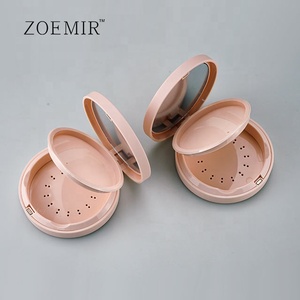 Hồng Matte Vòng Nhựa Nam Châm Nhỏ Gọn Bột Trường Hợp Hai Lớp Kem Blush Ép Bột Container Bao Bì Với Gương - Product Image 2