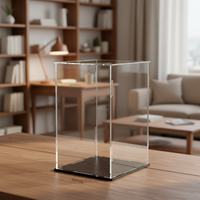 Vitrine de présentation de bureau en acrylique poli de 3 mm, couleur personnalisée, anti-poussière, style asiatique, 4 étagères pour figurines de collection