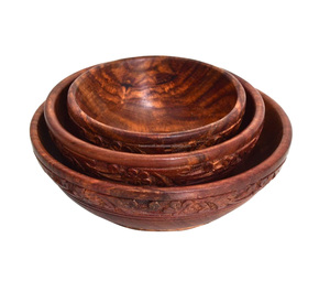 Cuenco de madera hecho a mano de calidad antigua desechable para uso doméstico en hoteles y restaurantes - Product Image 2
