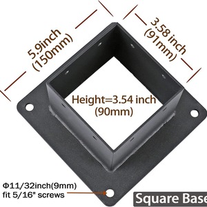 Support de fixation robuste pour poteau de gazebo en bois, finition noire mate, pour garde-corps de terrasse, quincaillerie extérieure durable - Product Image 2