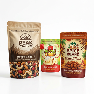 Sachet Doypack en aluminium de qualité alimentaire, à fond plat, imprimé, avec poignée découpée, coloré, design personnalisé, avec fermeture éclair - Product Image 6
