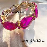 Bracelet tendance hexagonal en verre et alliage, ajustable et élastique, style mariée, best-seller transfrontalier Europe-États-Unis