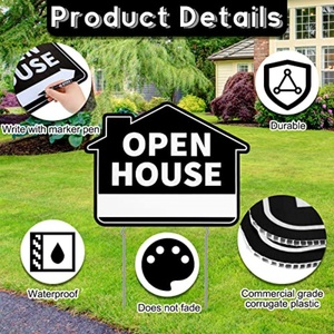 Professional Factory Customized <b>Open</b> House Moving Sign Letters Yard Plastic Corrugated Signs with Stakes Free Sample NR Brand - Product Image 3