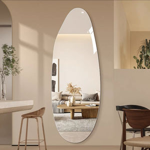 Vente en gros de décoration intérieure moderne de luxe, grand miroir mural à cadre en métal noir pleine longueur, incrusté de verre irrégulier, miroir Spiegel - Product Image 4