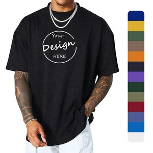 Bán Buôn OEM Heavyweight Màu Đen Thời Trang Đường Phố Cotton Dày Áo Thun Tùy Chỉnh Thêu Quá Khổ T-Shirt 300 GSM Cho Nam Giới Thả Vai - Product Image 1