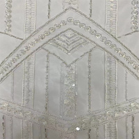 Tissu tissé transparent écologique Printemps/Été 2026 avec perles et paillettes, tissu à paillettes blanches pour robes de mariée et de soirée