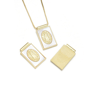 สร้อยคอจี้ไม้กางเขนสี่เหลี่ยมจัตุรัส18K ชุบทองแดงเปลือกธรรมชาติของ Komi - Product Image 4