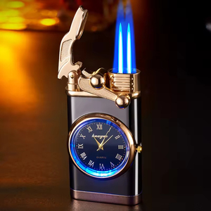 Best-Selling Gas Flame Metal <strong>Lighter</strong> Convenient Wholesale Custom LOGO <strong>Windproof</strong> Cigar Ignition Cigarettes <strong>Lighters</strong> with Watch - Product Image 4