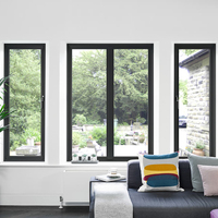 Porte coulissante d'entrepôt à deux rails en aluminium NFRC CE AS2047, faible émissivité, porte coulissante de balcon à trois rails, fenêtres et portes de patio à double vitrage anti-impact, porte métallique pour maisons, porte intérieure avec cadre