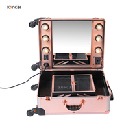 Valise de Maquillage Professionnelle à LED, en Aluminium, Durable, pour Cosmétiques et Bonbons, avec Roulettes