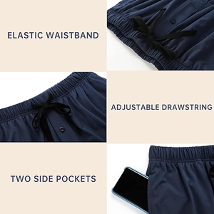 Set <span class=keywords><strong>pigiama</strong></span> da <span class=keywords><strong>uomo</strong></span>, <span class=keywords><strong>camicia</strong></span> leggera a maniche corte, morbida, traspirante, fresca, set per dormire con tasche - Product Image 5