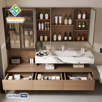 Ensemble de meubles de salle de bain modernes en bois massif OEM avec miroir mural, lavabo et robinet pour chambre, entrepôt, maison, bar, hôpital, atelier