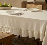 Nappe de table rectangulaire de luxe rétro française haut de gamme en pur coton uni teint, pour table basse