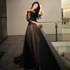 Elegant Evening Gown Women Black Off Shoulder Long Dress Empire Waistline Formal Party Banquet Dress 2026 New Style - Product Image 2