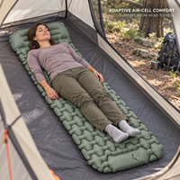 Matelas de couchage gonflable pour le backpacking avec cellules d'air en nid d'abeille, pompe à pied intégrée et nylon TPU 40D pour le développement OEM