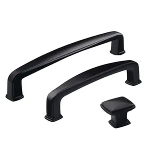 Furniture Cabinet Hardware Handle Pull <strong>Black</strong> Long Metal Key Modern Wood <strong>Door</strong> Handle Kitchen Cabinet Handles - Product Image 1