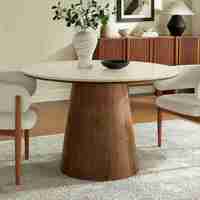 Table à manger en pierre de luxe, plateau en marbre naturel, base dorée pour villa, hôtel