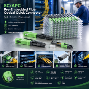 ตัวเชื่อมต่อไฟเบอร์ออปติกแบบเร็วชนิด SC APC แบบฝังสำเร็จรูป FTTH ตัวเชื่อมต่อแบบเย็นชนิด Single Mode SC APC สำหรับประกอบอย่างรวดเร็วสำหรับเครือข่าย CATV - Product Image 4